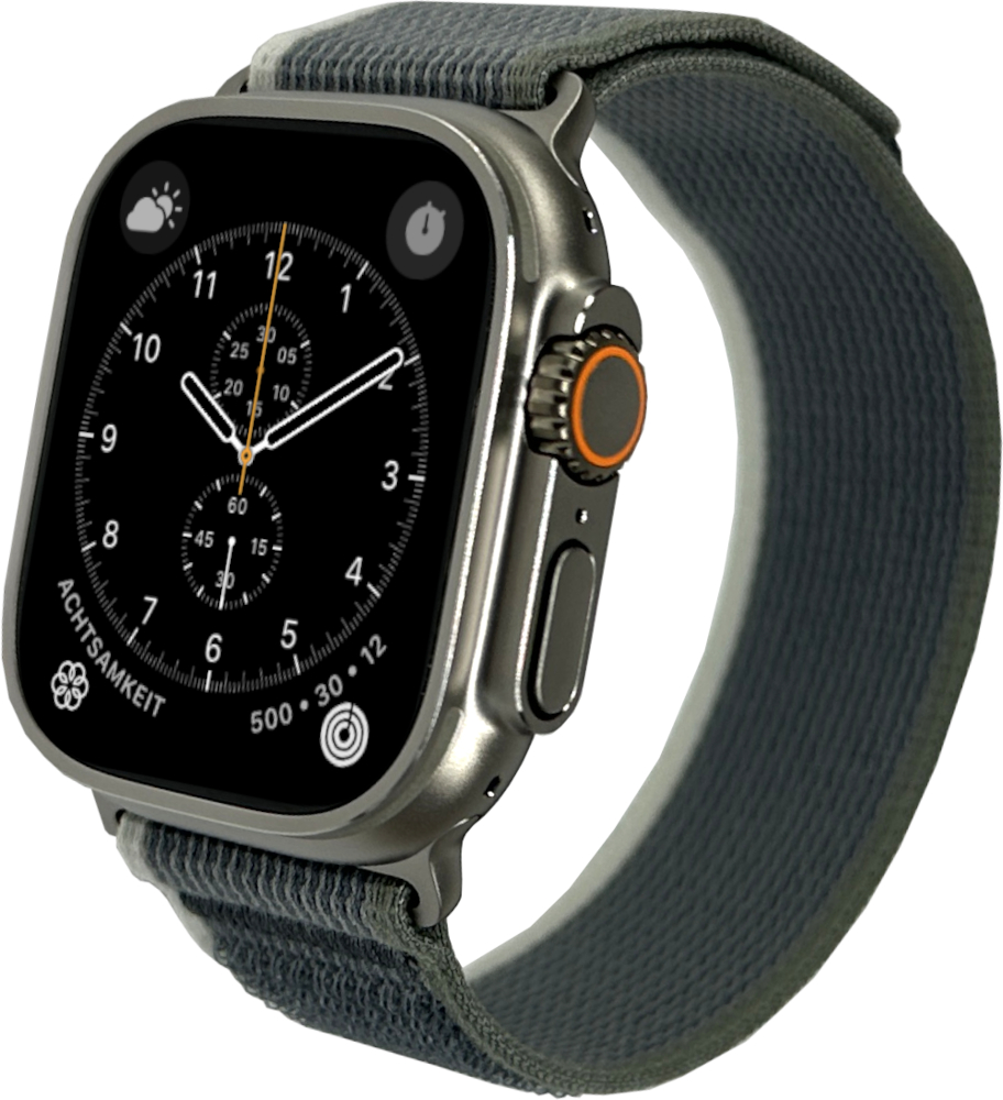 Apple Watch Ultra 2 - 49 mm - Titan mit Trail Loop - Stoff - green/gray - Größe M/L