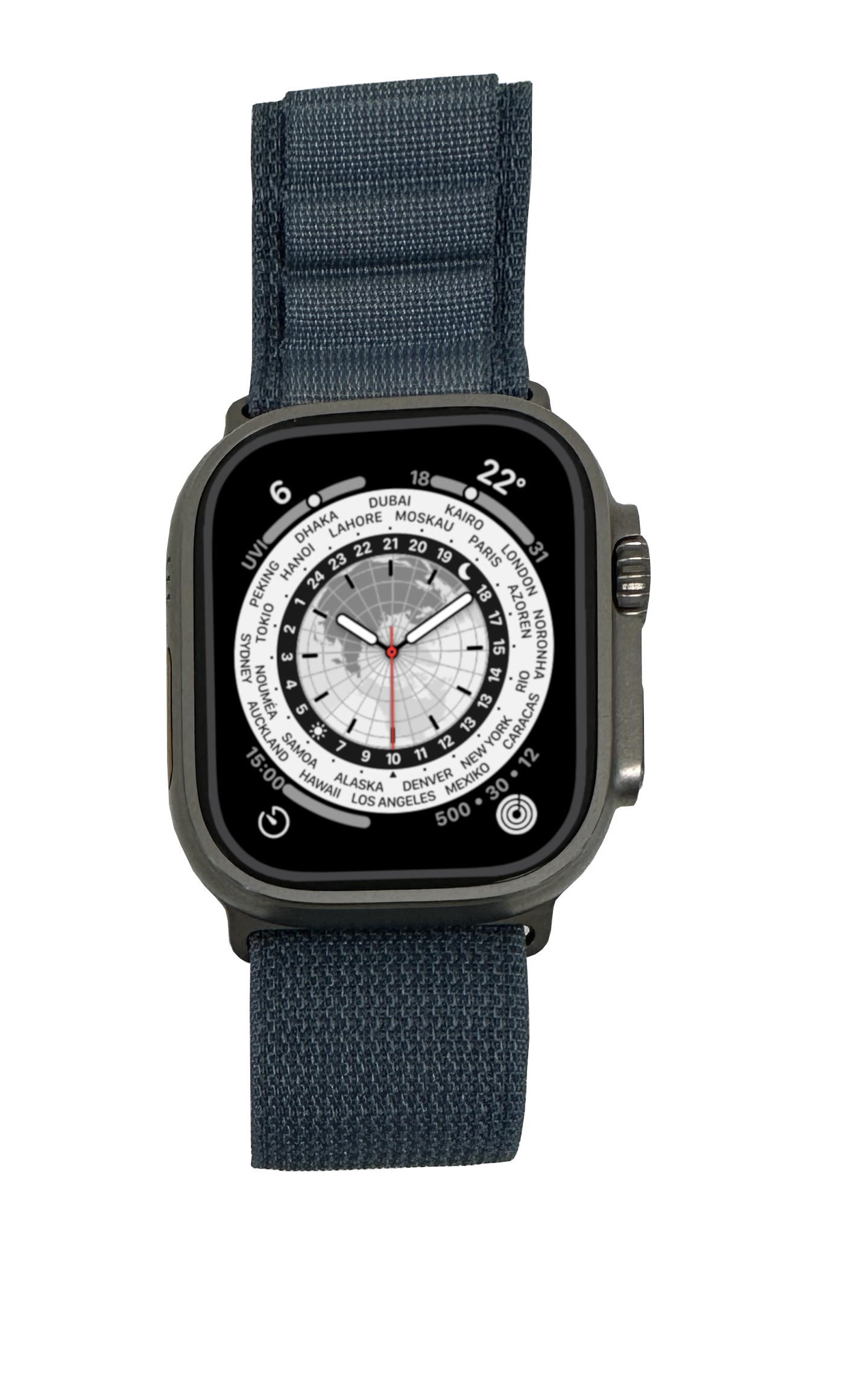 Apple Watch Ultra 3 - 49 mm - Titan Natur - Alpin Loop - Stoff - Hellblau  - Bandgröße S